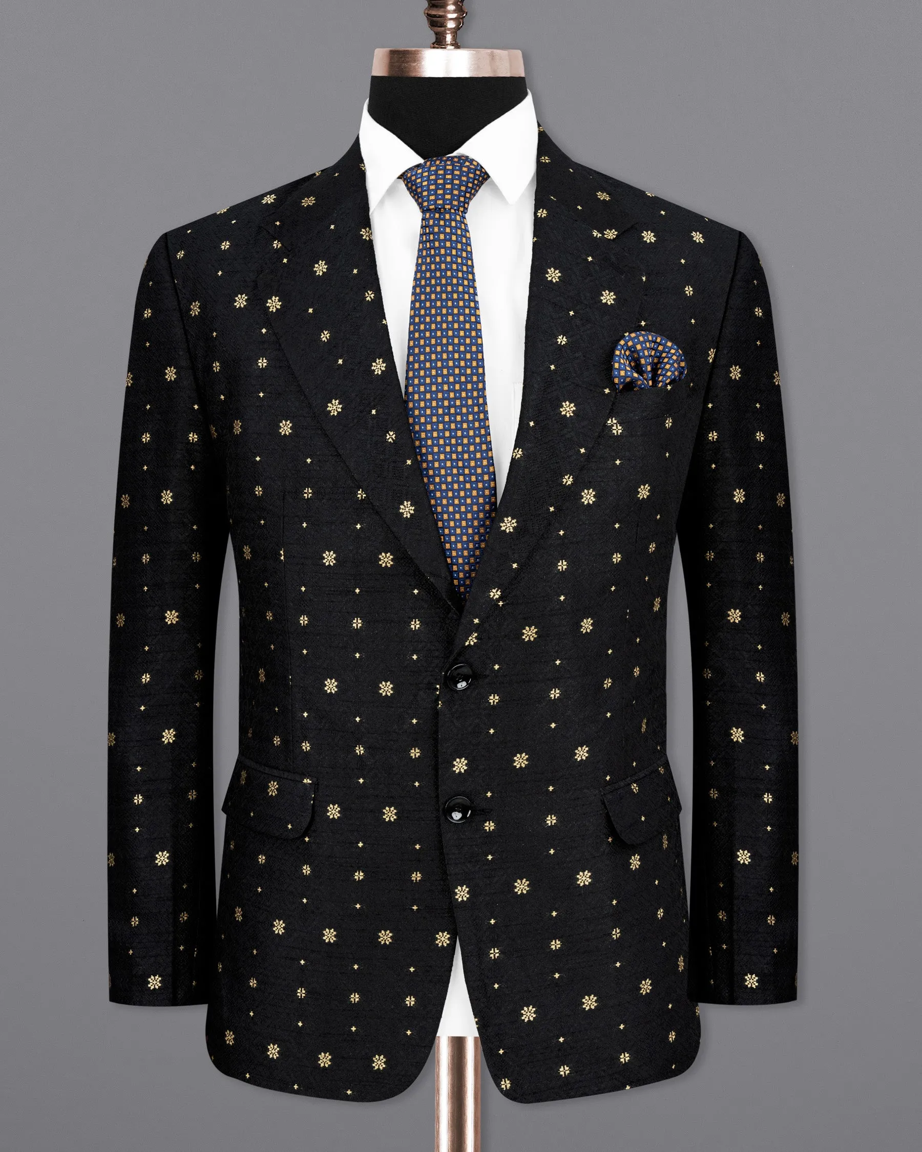 Jade Black and Marzipan Floral Designer Blazer