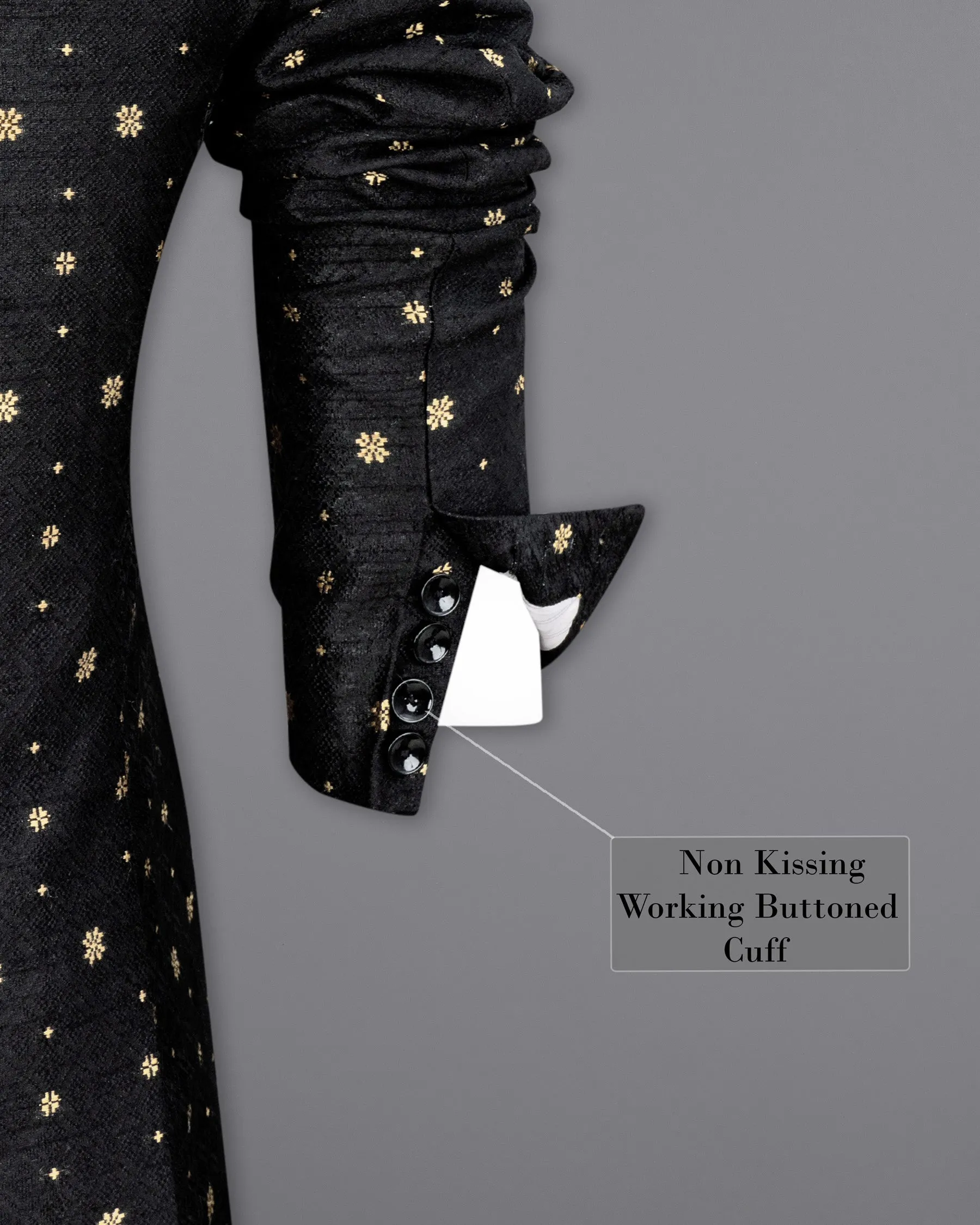 Jade Black and Marzipan Floral Designer Blazer