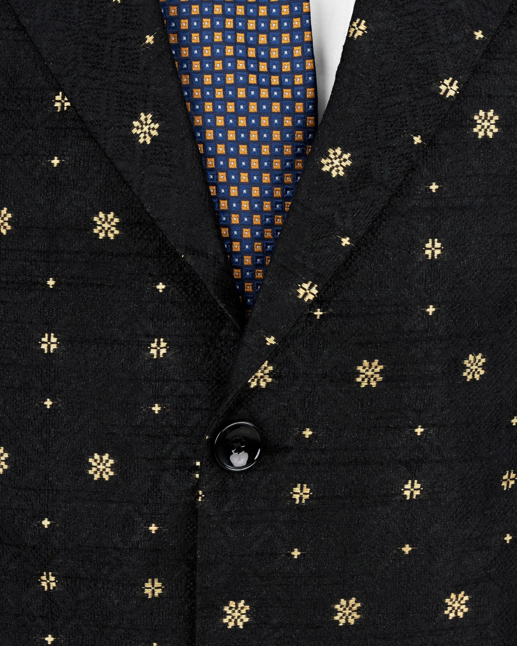 Jade Black and Marzipan Floral Designer Blazer
