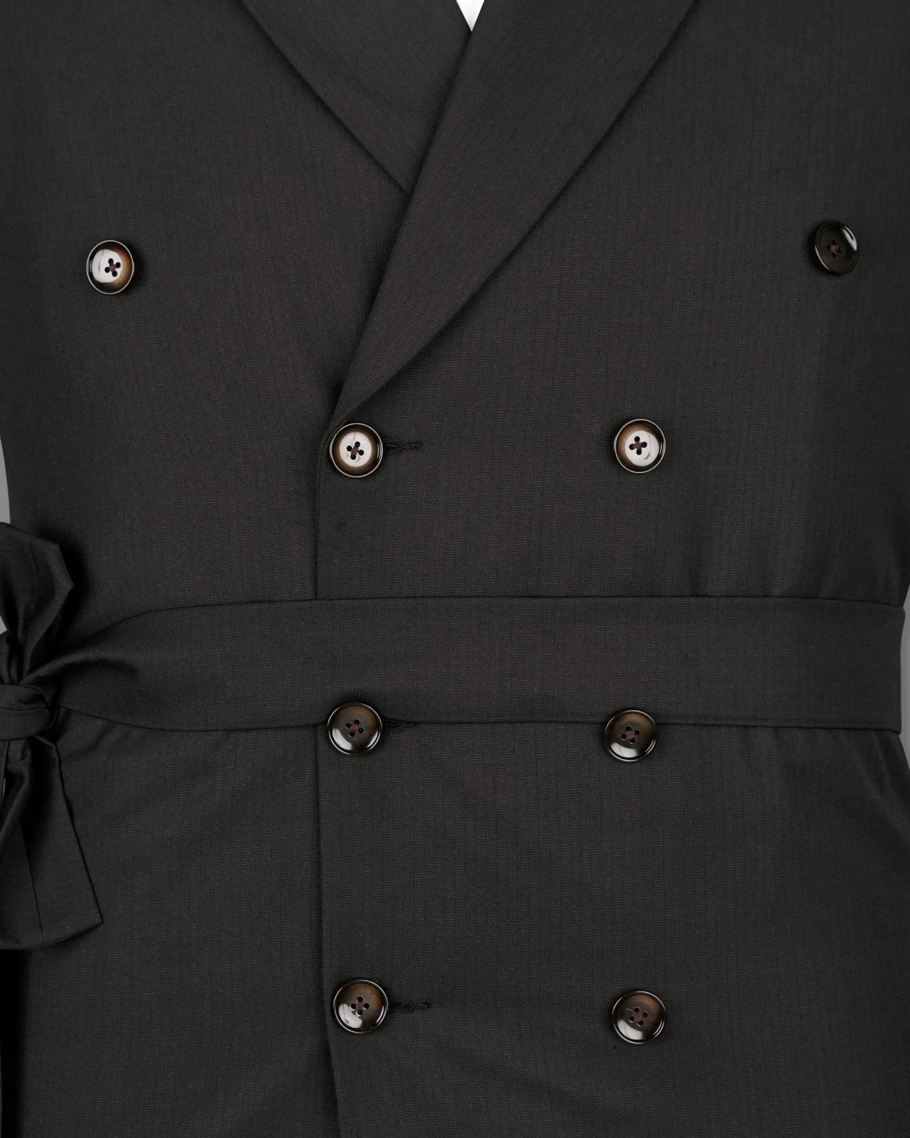 Jade Black Double Breasted with Belt Closure Designer Trench Coat