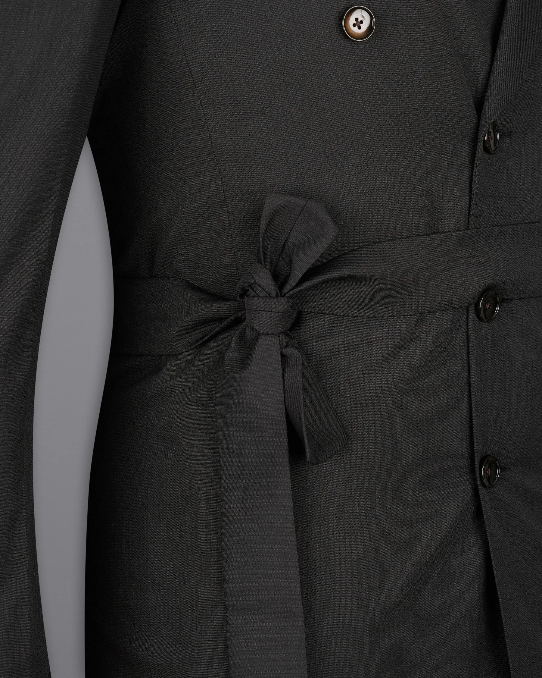 Jade Black Double Breasted with Belt Closure Designer Trench Coat