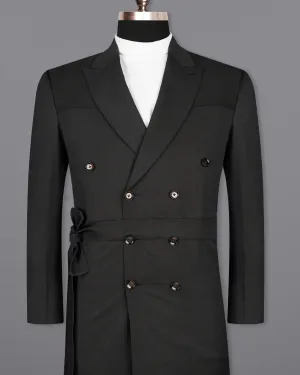 Jade Black Double Breasted with Belt Closure Designer Trench Coat