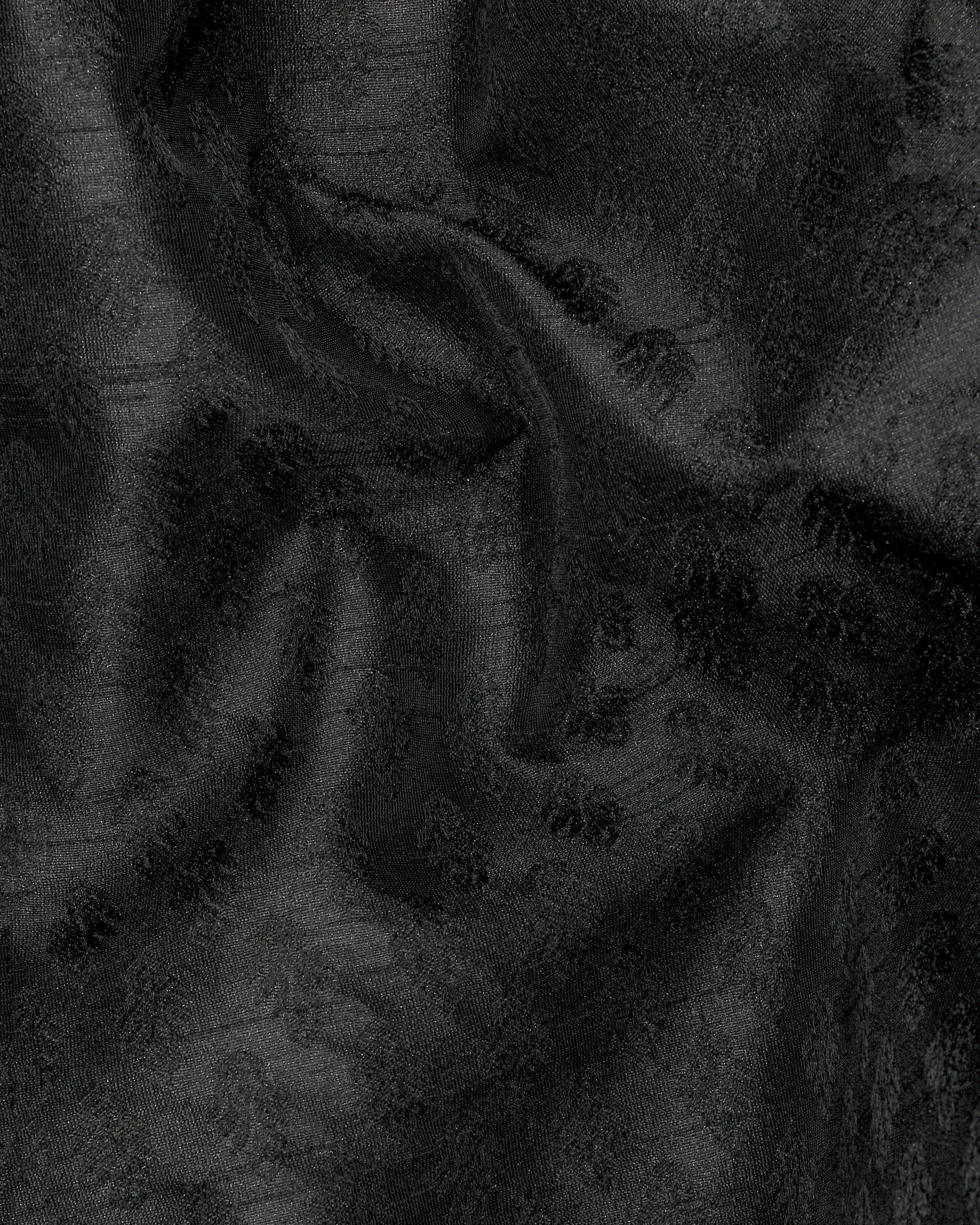 Jade Black Jacquard Patterned Designer Nehru Jacket