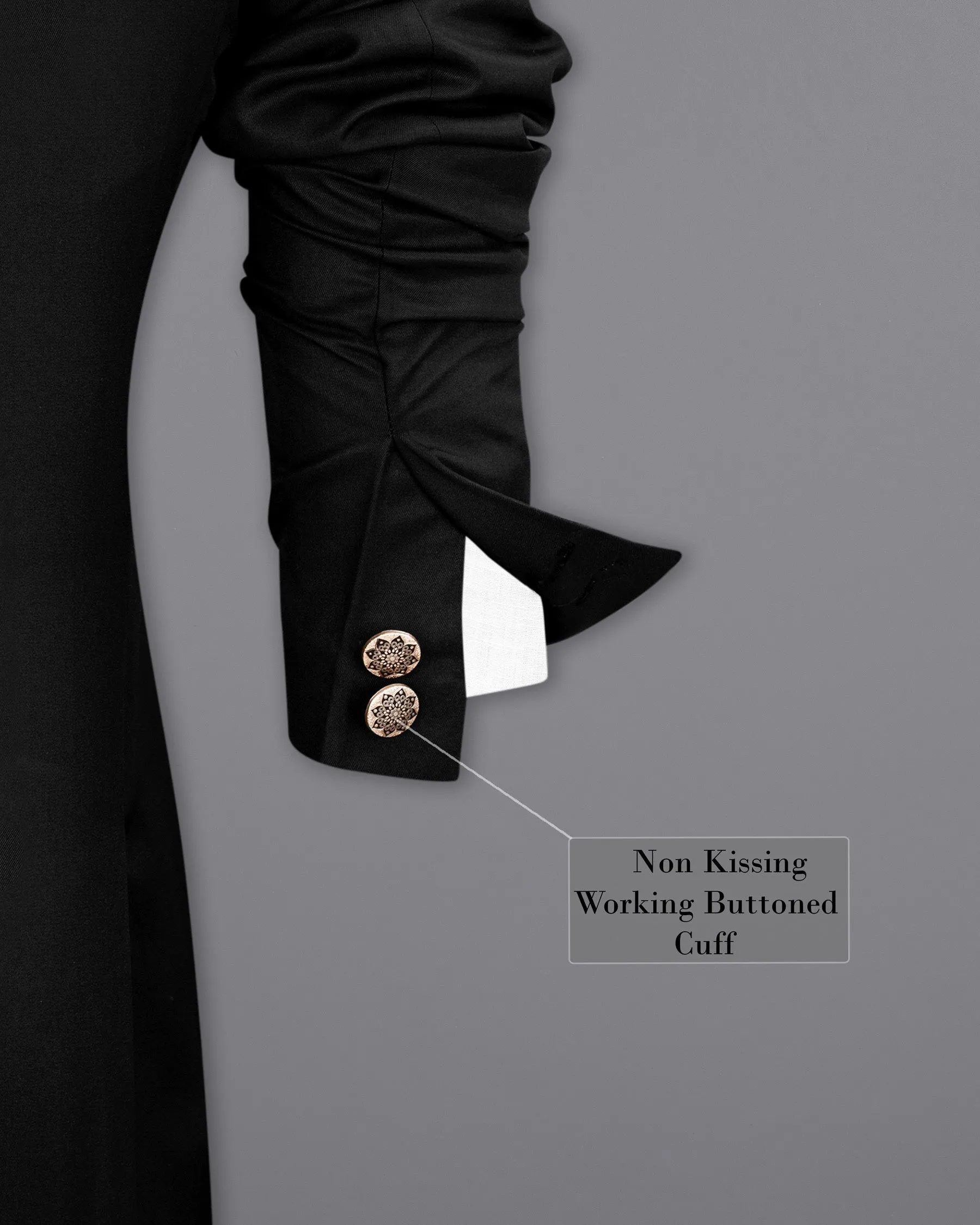 Jade Black With horizontal stitches Bandhgala Designer Blazer