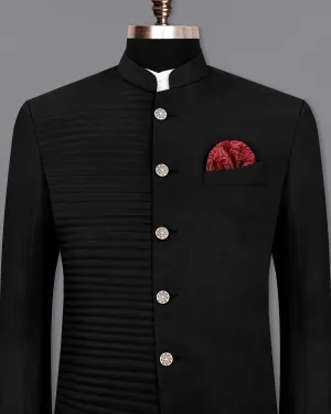 Jade Black With horizontal stitches Bandhgala Designer Blazer