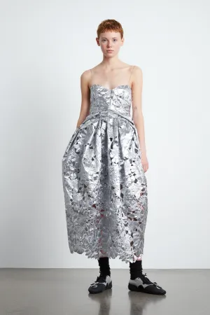 JEORGE | DRESS PLUME JACQUARD EMB CAMPANITA COSMOS