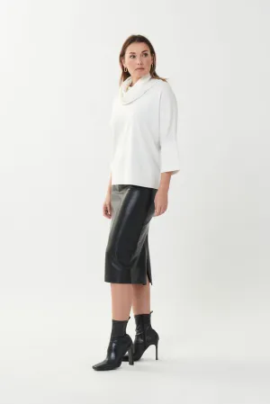 Joseph Ribkoff Black Faux Leather Pencil Skirt Style 223310