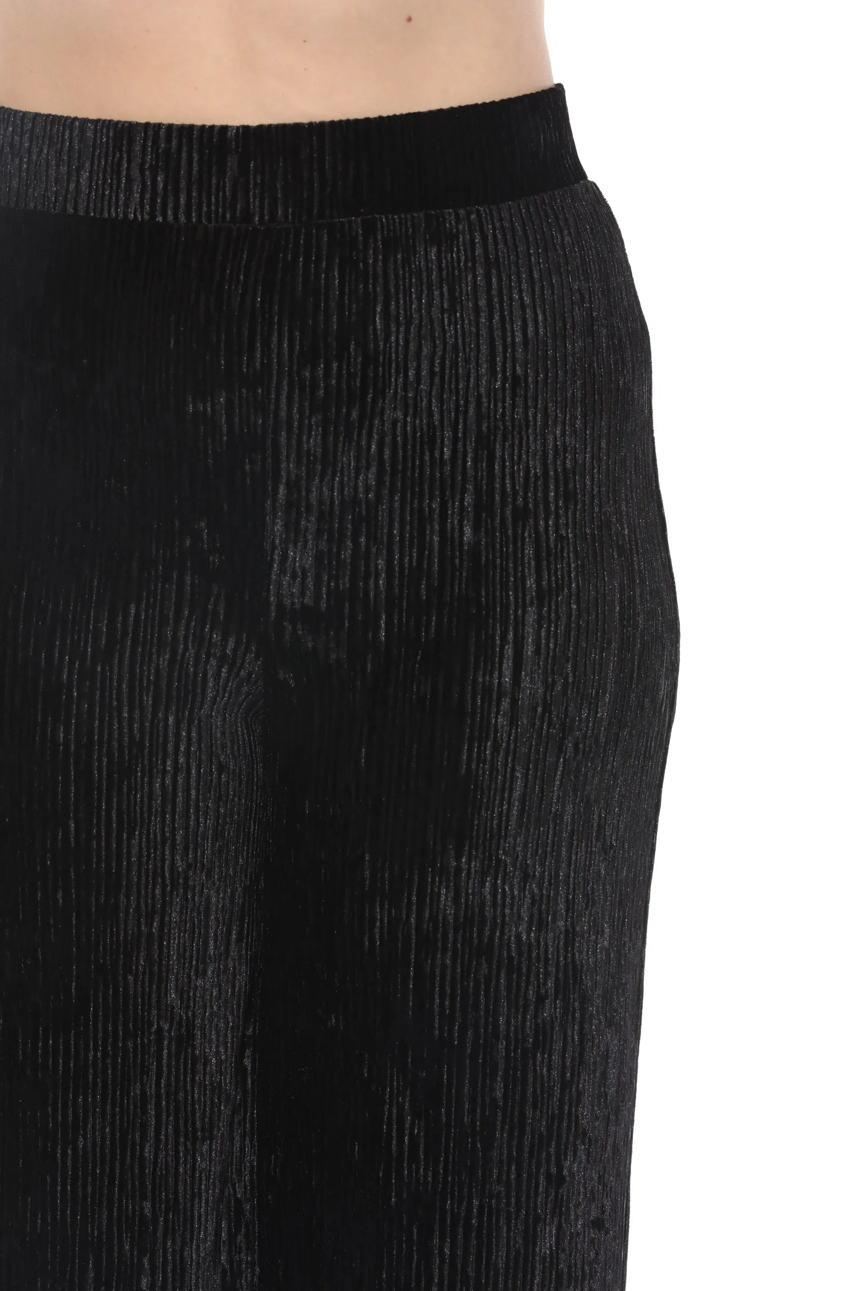 Joseph Ribkoff Black Pleated Velvet Wide Leg Trousers 244157