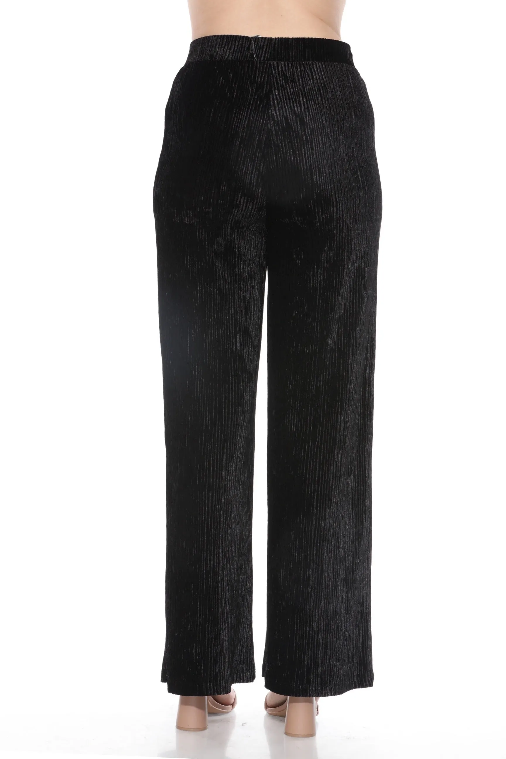 Joseph Ribkoff Black Pleated Velvet Wide Leg Trousers 244157