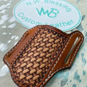 Jumbo Saddle Tan Folding Knife Sheath