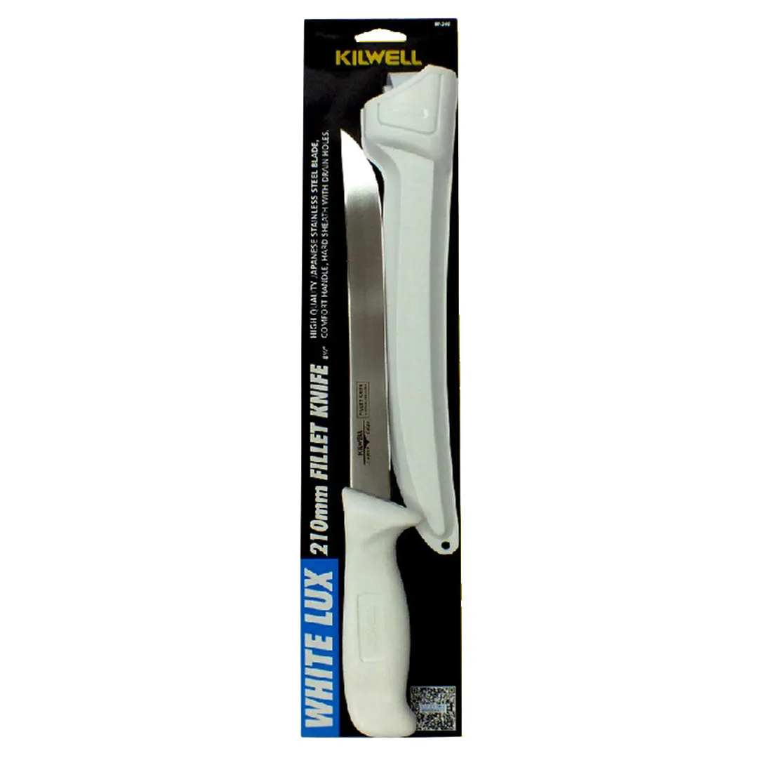 Kilwell Whitelux Filleting Knife and Sheath with 210mm Stiff Blade