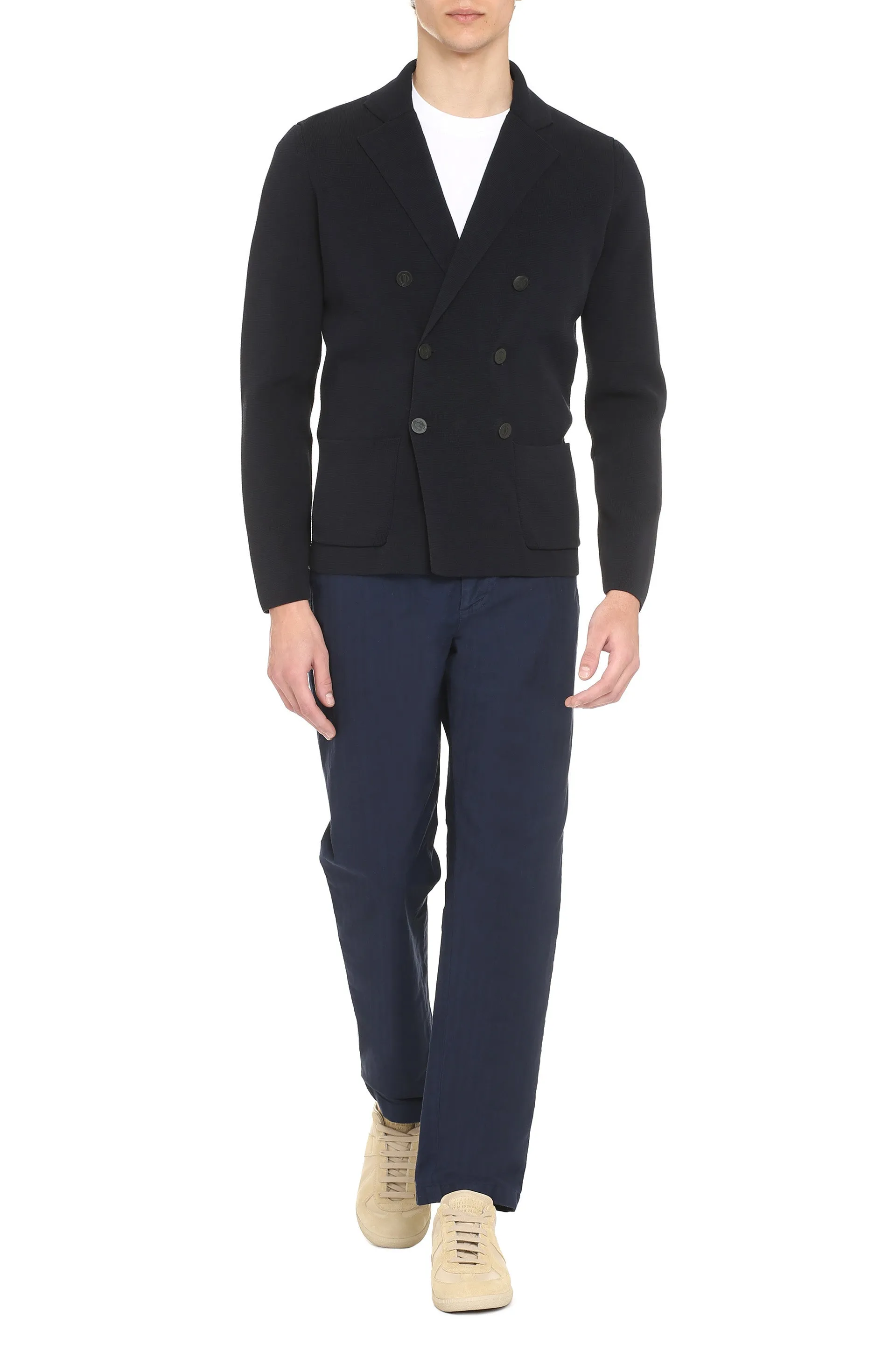 Knitted double-breasted blazer
