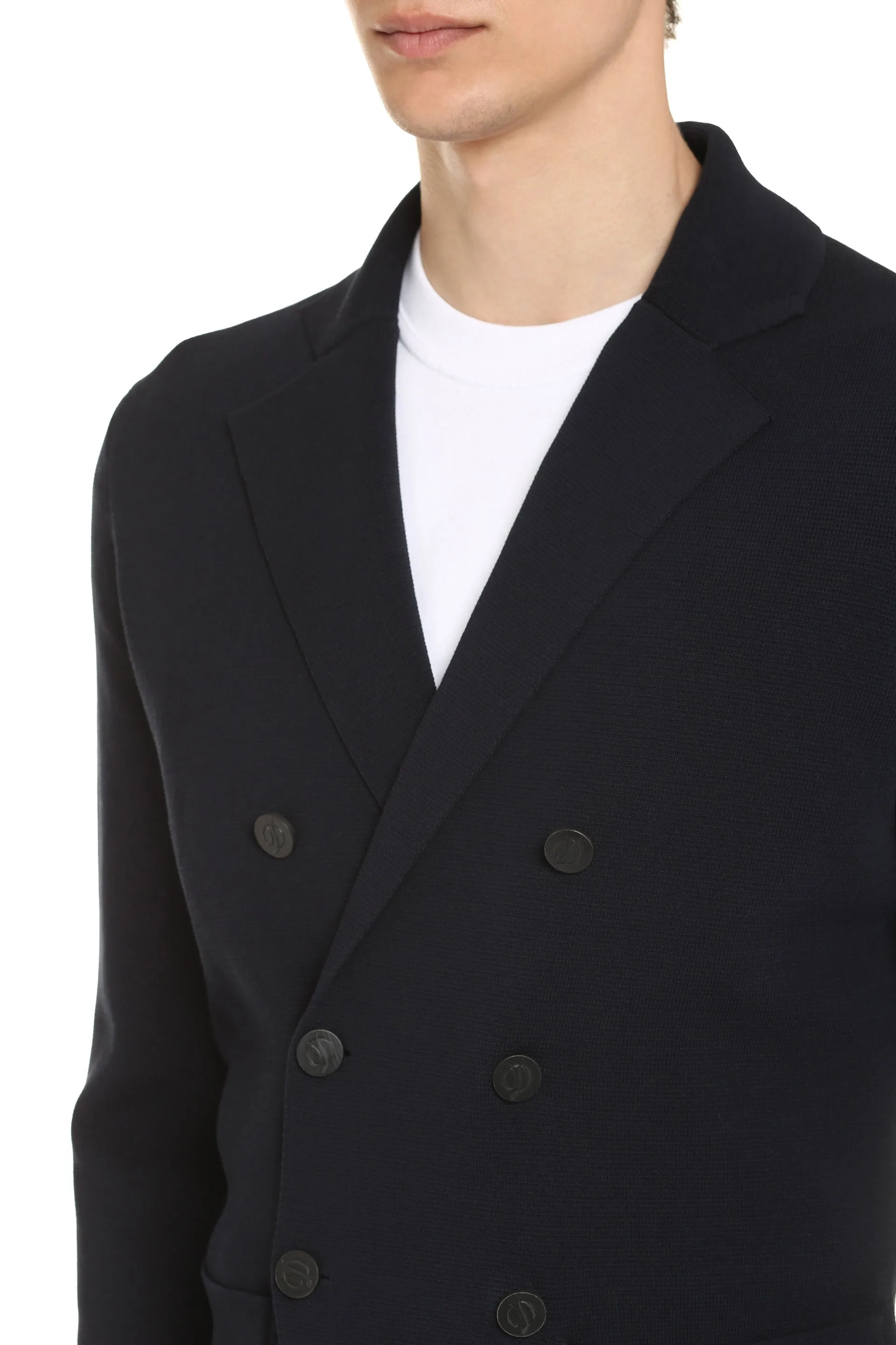 Knitted double-breasted blazer