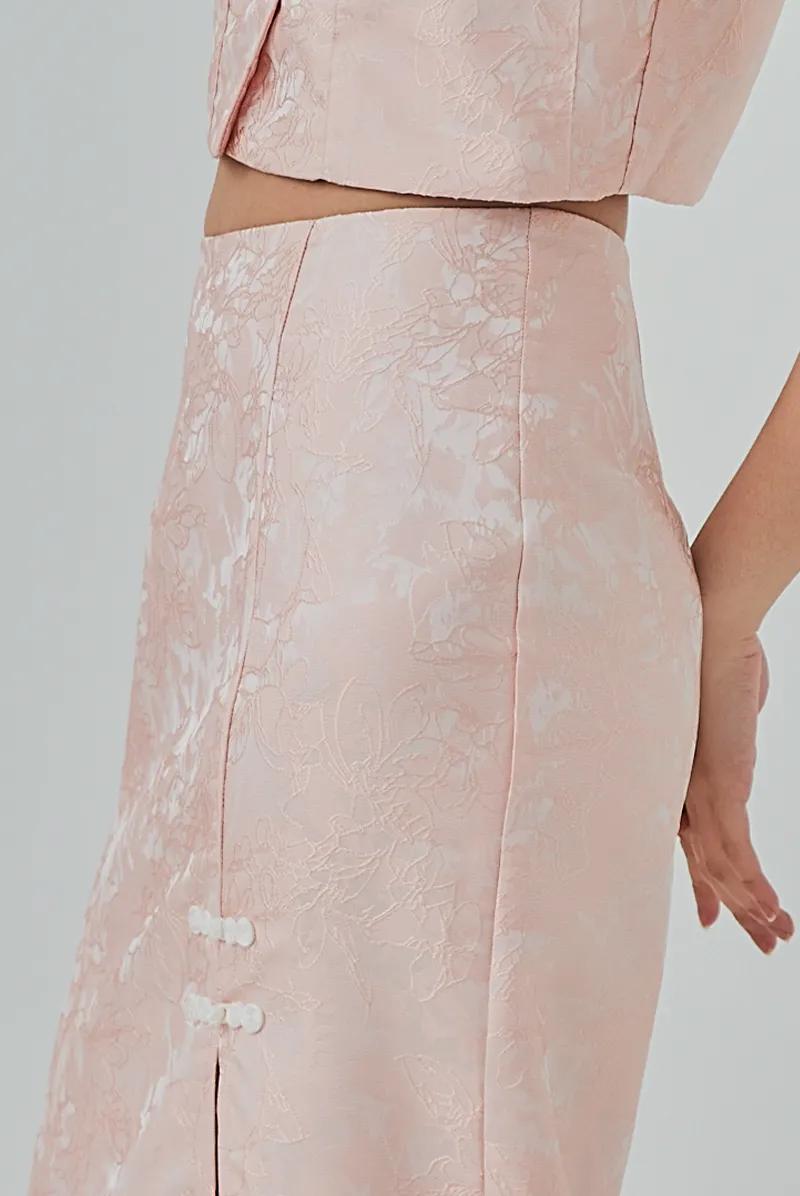 Krystal Front Slit Pencil Skirt - Rose