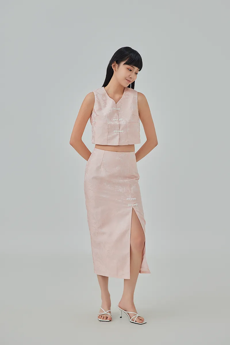 Krystal Front Slit Pencil Skirt - Rose