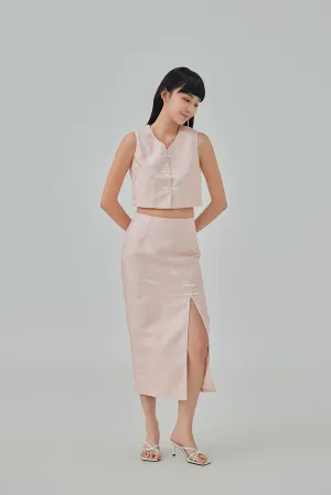 Krystal Front Slit Pencil Skirt - Rose