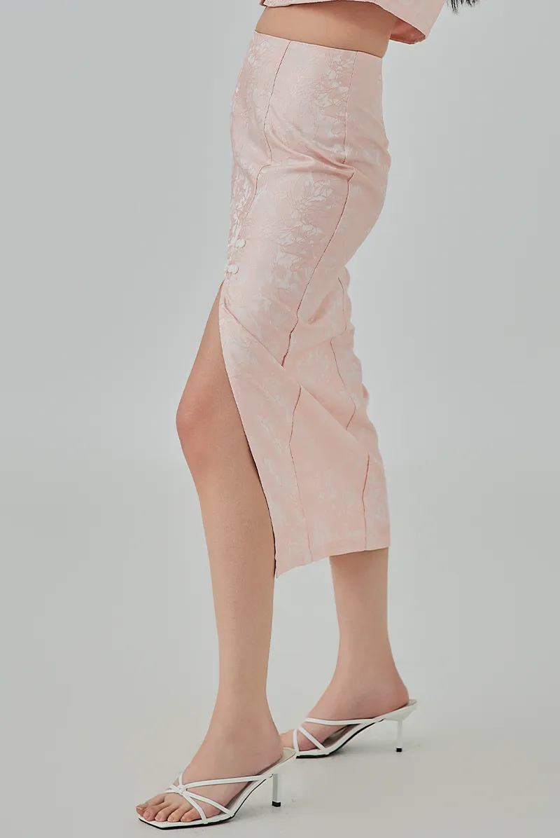 Krystal Front Slit Pencil Skirt - Rose