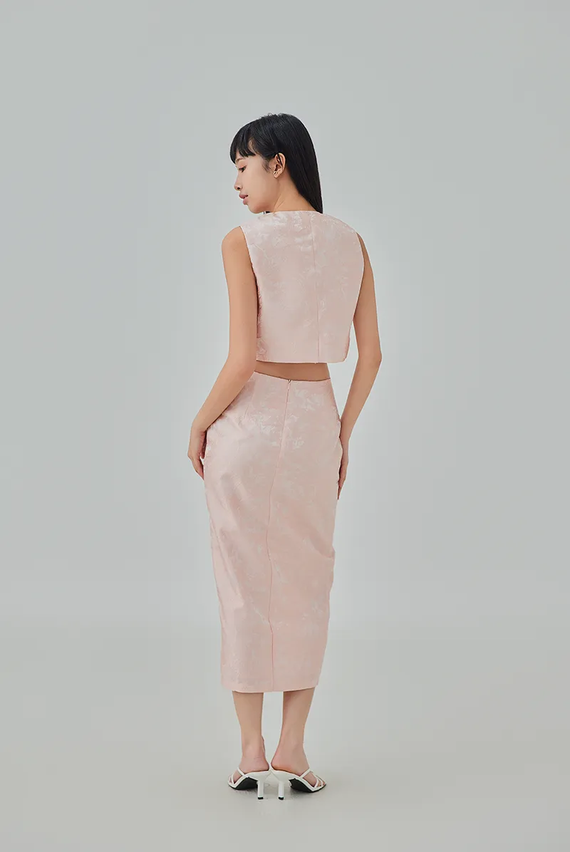 Krystal Front Slit Pencil Skirt - Rose