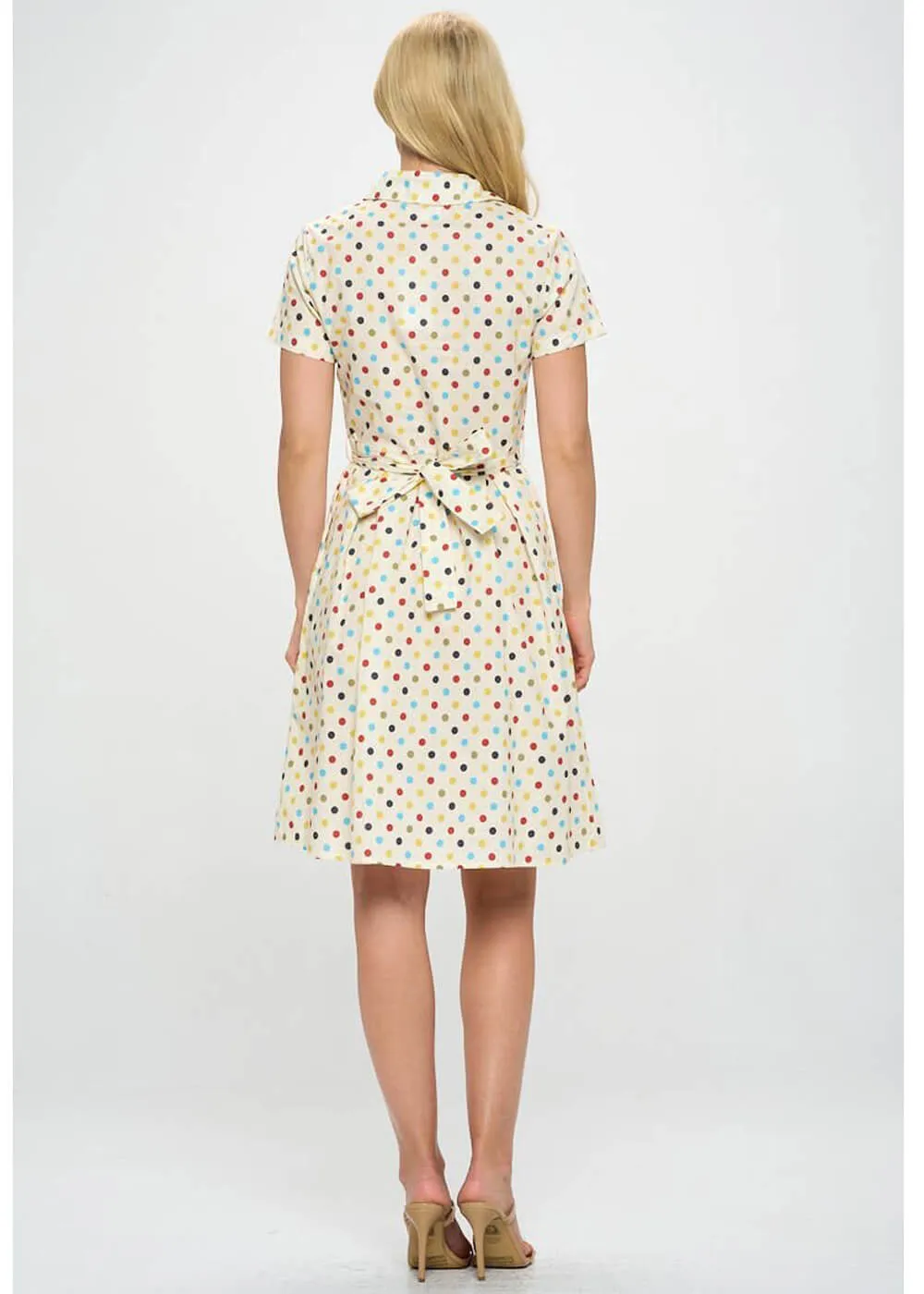 LA Soul Nova Party Polkadot A-Line Dress Cream