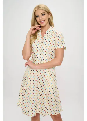 LA Soul Nova Party Polkadot A-Line Dress Cream