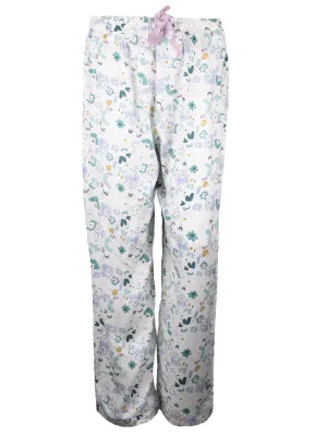 Ladies Printed Wide Leg Capri Trouser - White Blue