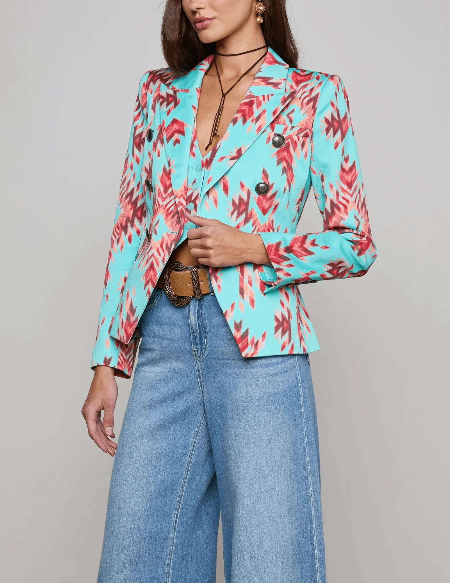 L'Agence Marie Slim-Fit Double Breasted Blazer