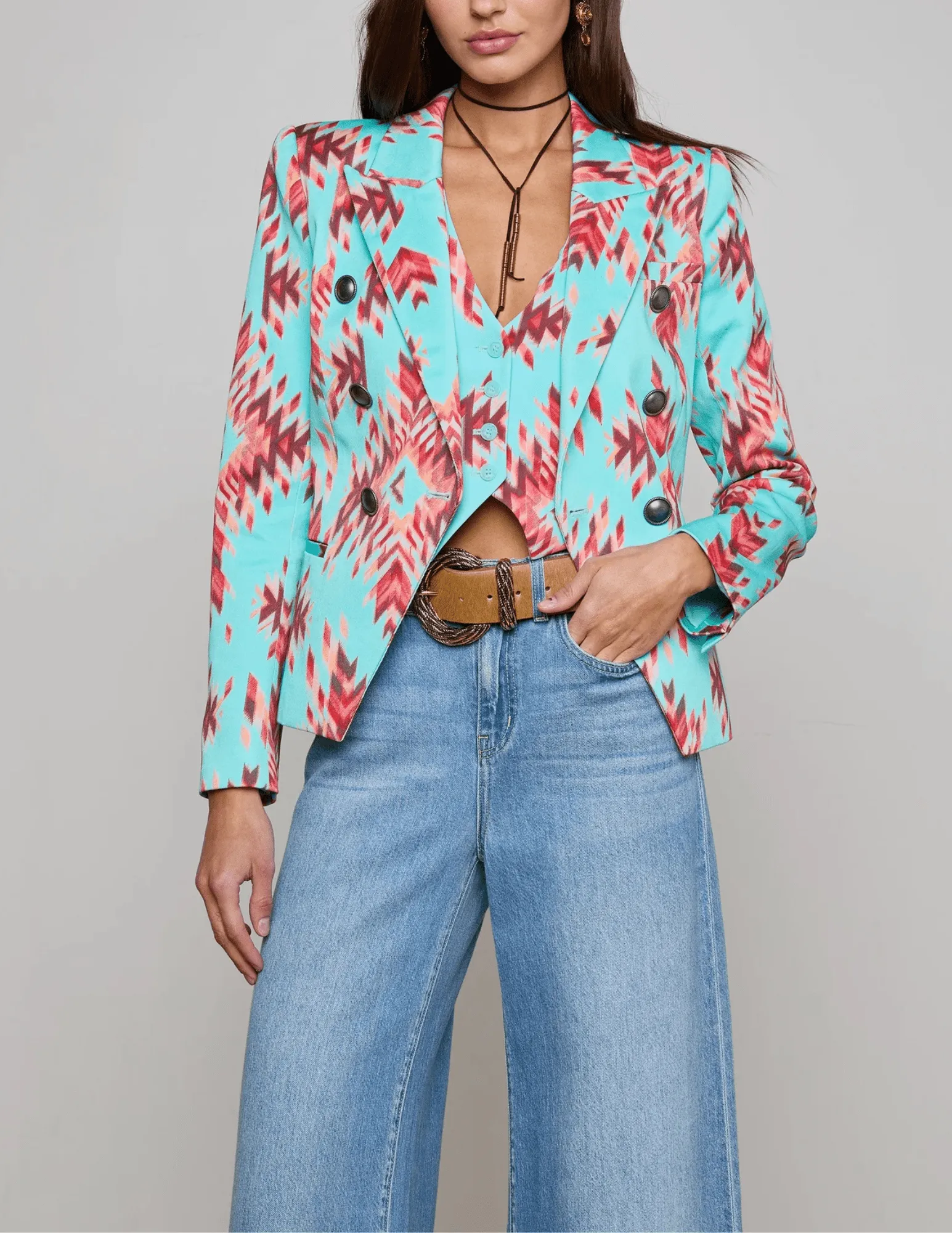 L'Agence Marie Slim-Fit Double Breasted Blazer