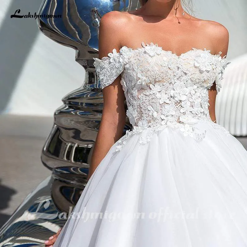 Lakshmigown A-Line Weddding Dresses Sweetheart Off Shoulder Backless Appliqued 2021 New Design Fashion Floor Length Bridal Gowns
