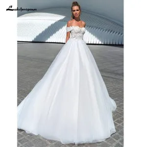 Lakshmigown A-Line Weddding Dresses Sweetheart Off Shoulder Backless Appliqued 2021 New Design Fashion Floor Length Bridal Gowns