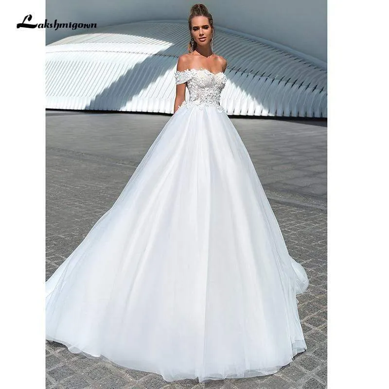 Lakshmigown A-Line Weddding Dresses Sweetheart Off Shoulder Backless Appliqued 2021 New Design Fashion Floor Length Bridal Gowns