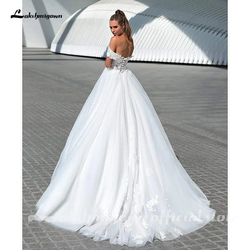 Lakshmigown A-Line Weddding Dresses Sweetheart Off Shoulder Backless Appliqued 2021 New Design Fashion Floor Length Bridal Gowns