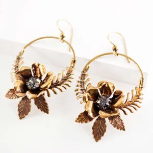 Large hoop dangle earrings | Wreath earrings