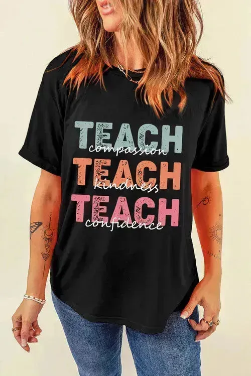Letter Graphic T-Shirt - Comfort Cotton Blend Tee for Women - Femstylo