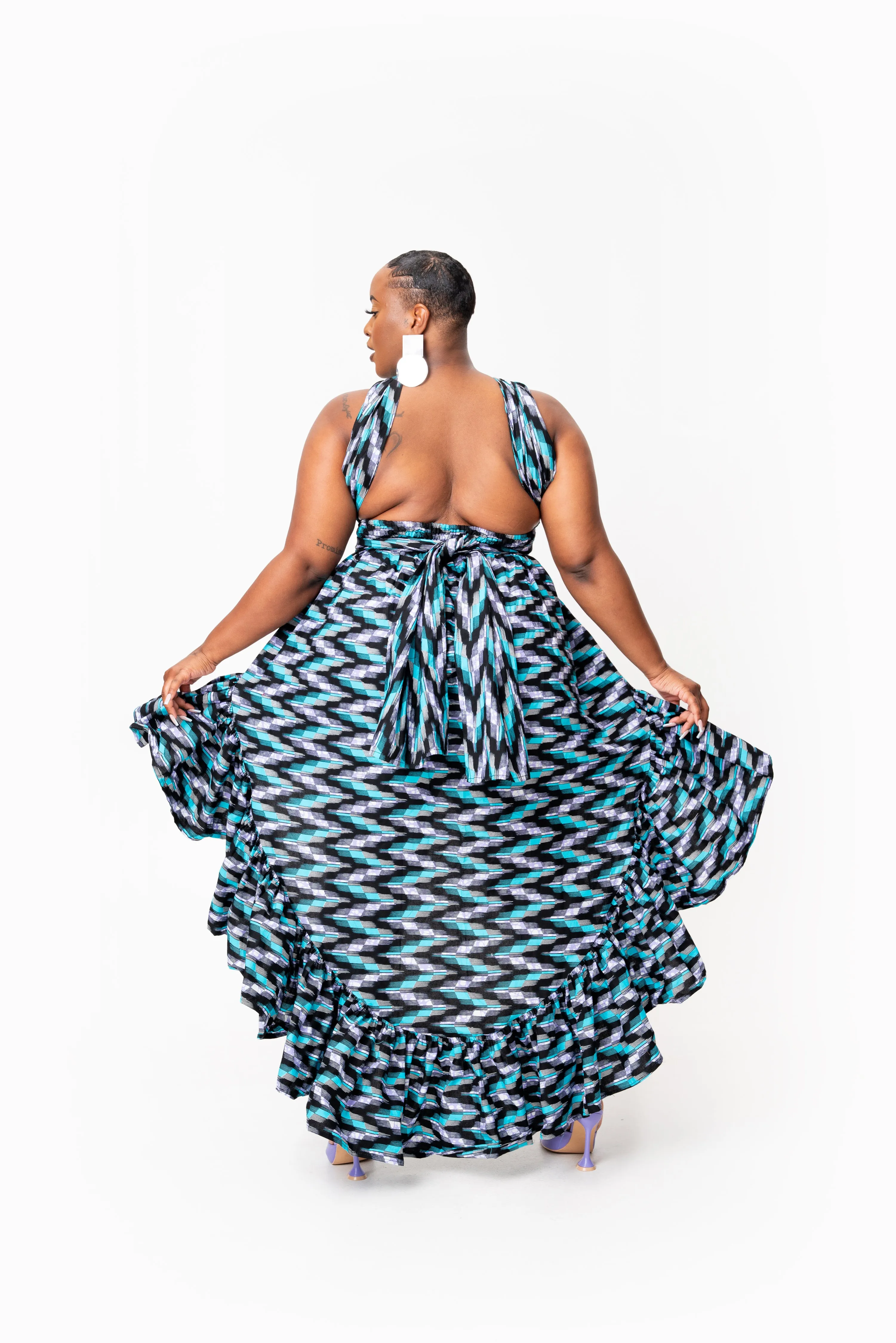 LINA African Print Hi-low Infinity Dress