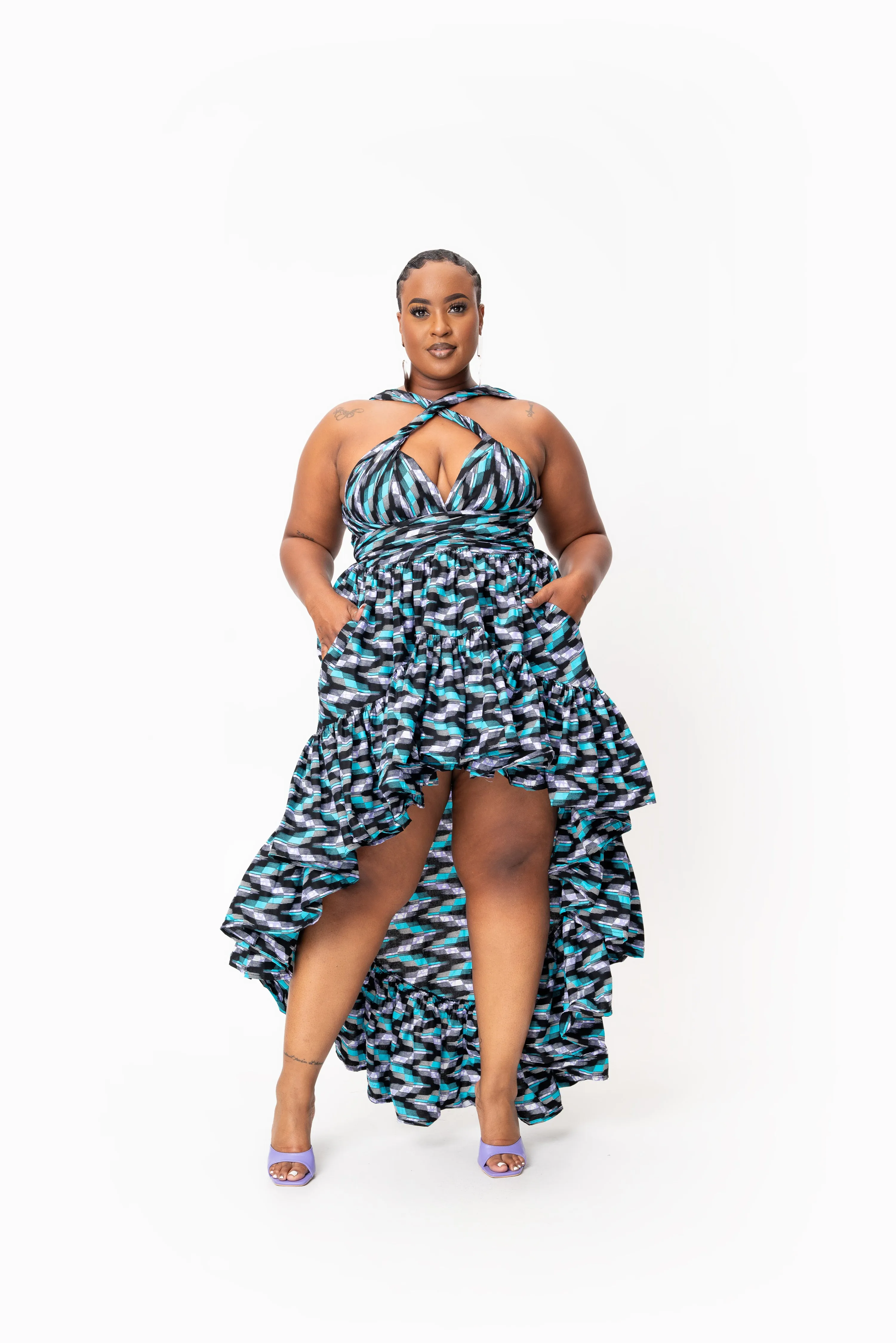 LINA African Print Hi-low Infinity Dress