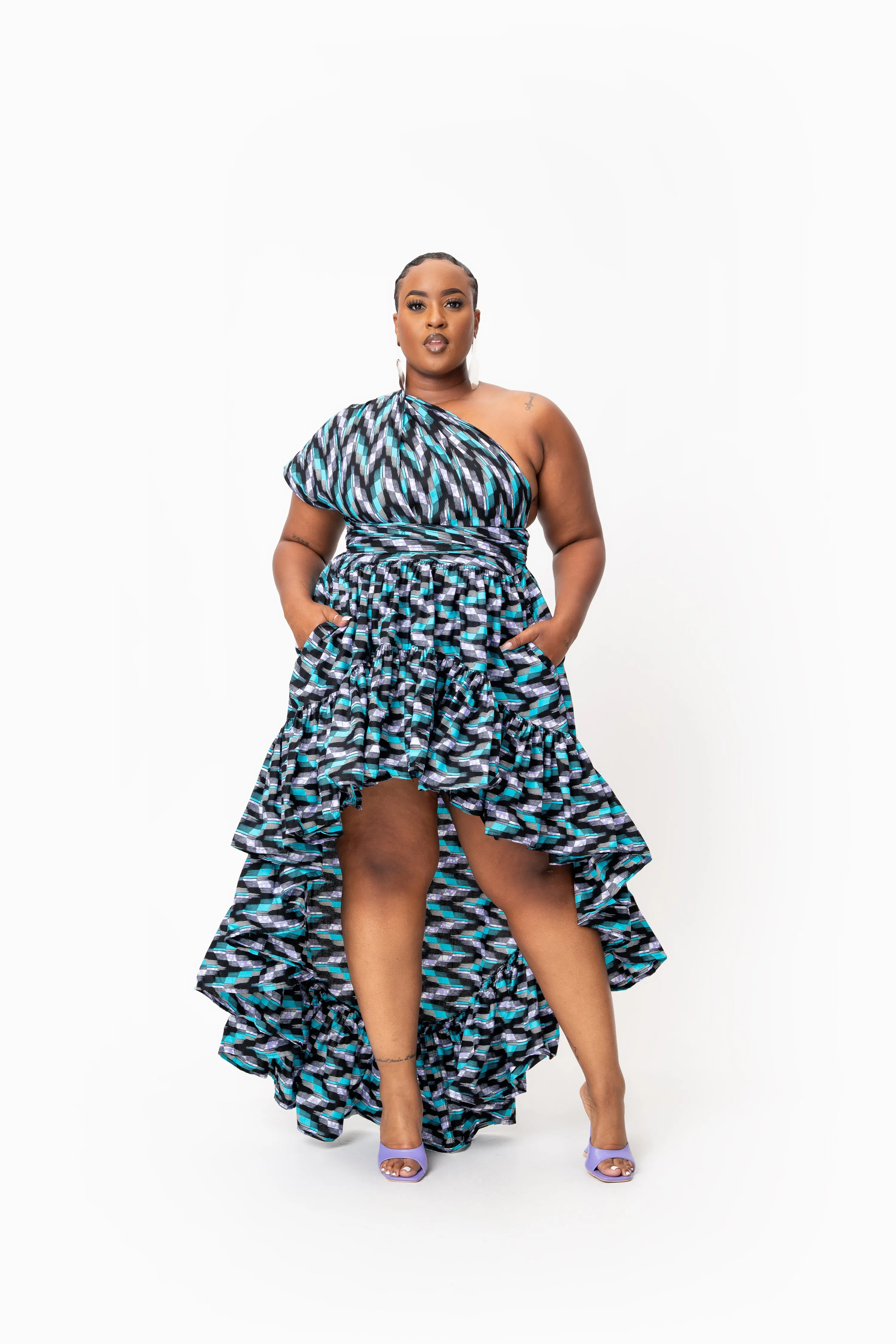 LINA African Print Hi-low Infinity Dress
