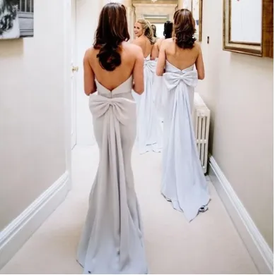 Long A Line With Trailing Chiffon Straight Across Sexy Bridesmaid Dresses BD1