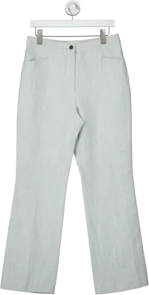 Longchamp Blue Linen Blend Straight Leg Trousers UK 12