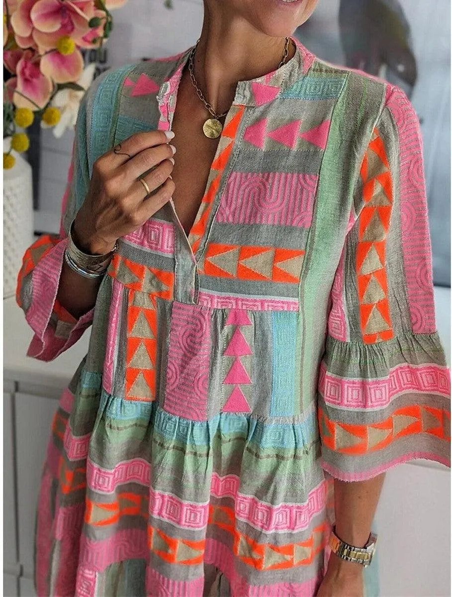 Lulu | Fresh Print 3/4 Sleeve Mini Dress