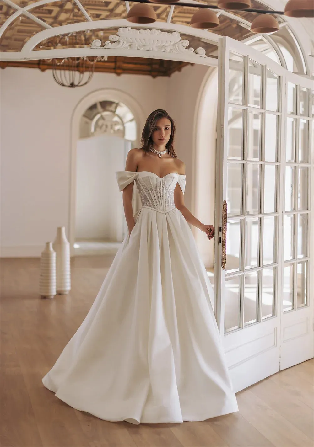 Luxurious Off The Shoulder Lace Sweetheart A Line Wedding Dresses Custom Made Bridal Grown 2025 Vestido De Noival