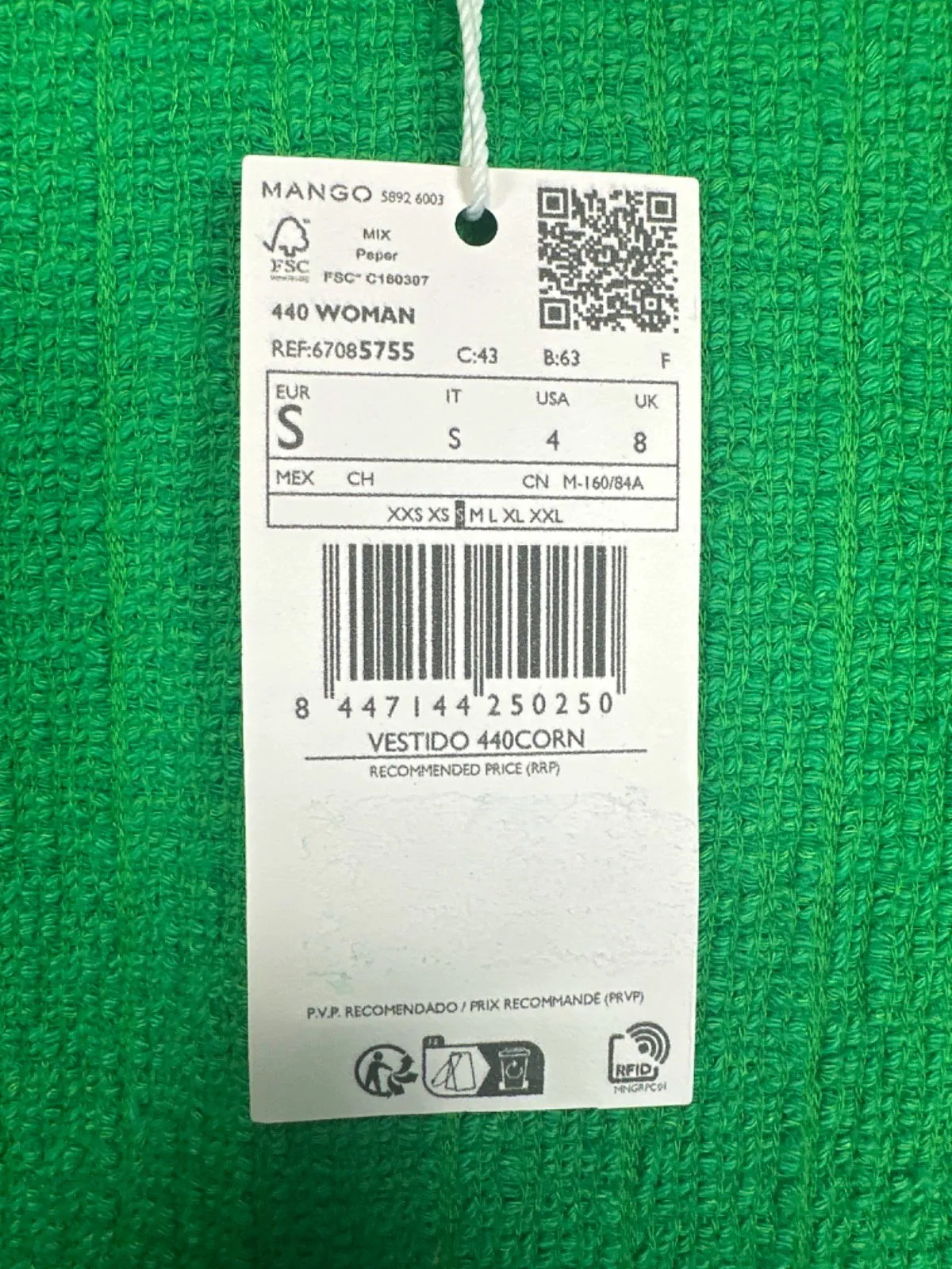 Mango Green Sleeveless Shift Dress UK 8