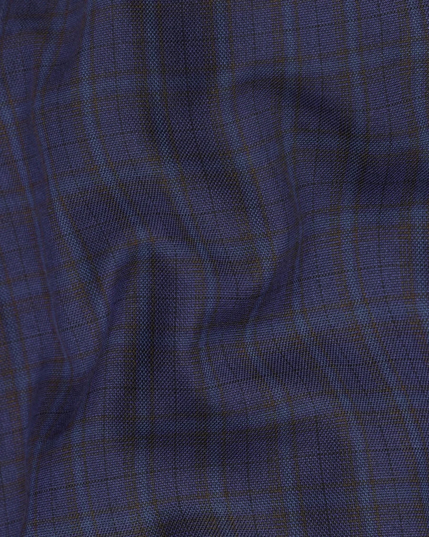 Martinique blue Subtle Checkered Double Breasted with Belt Closure Designer Trench Coat