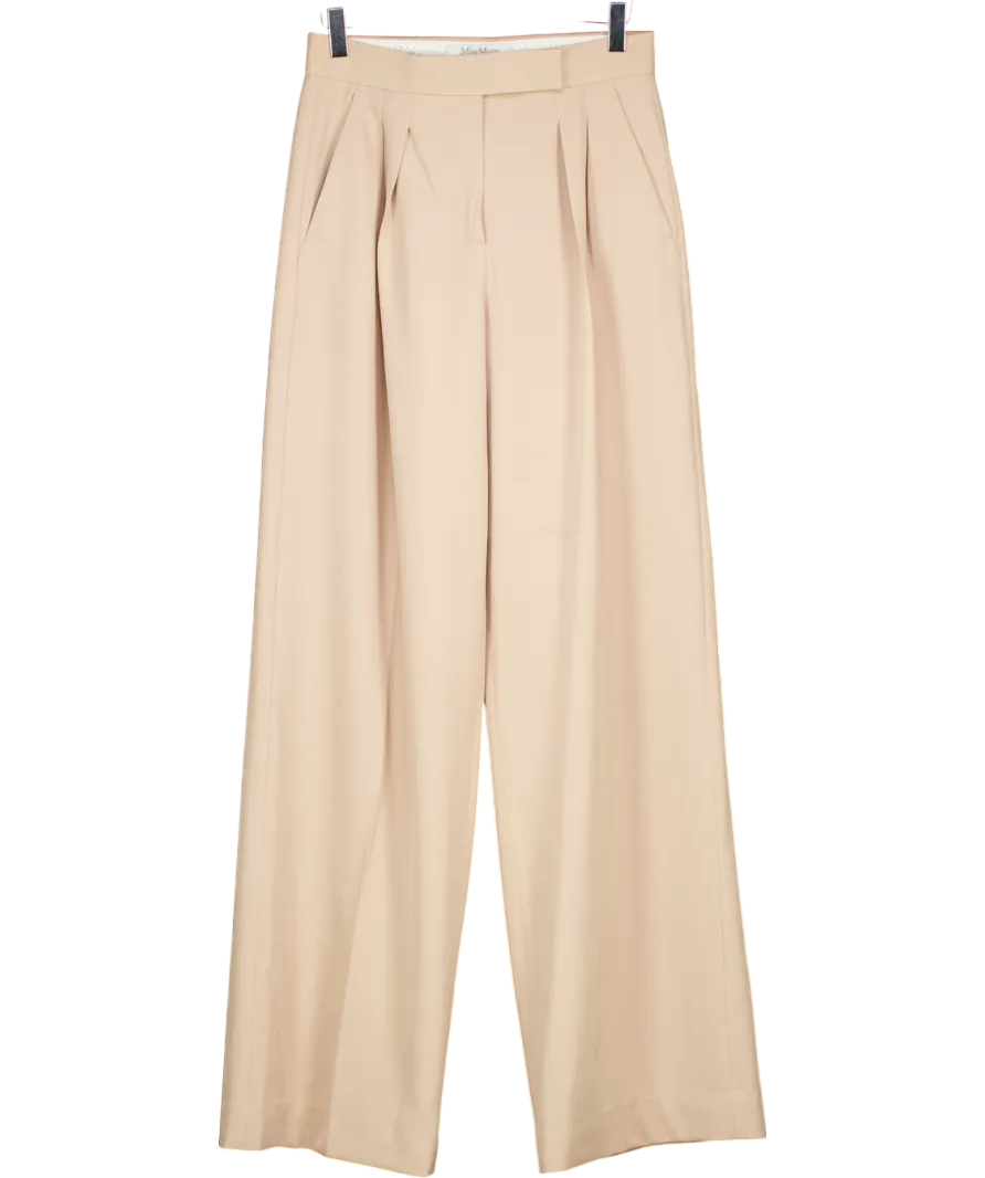 Max Mara Beige Wide Camel Trousers UK 8
