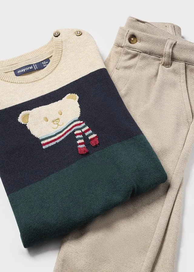 Mayoral 2188 Bears Shirt and 2544 Jumper and Trousers In Stock Now