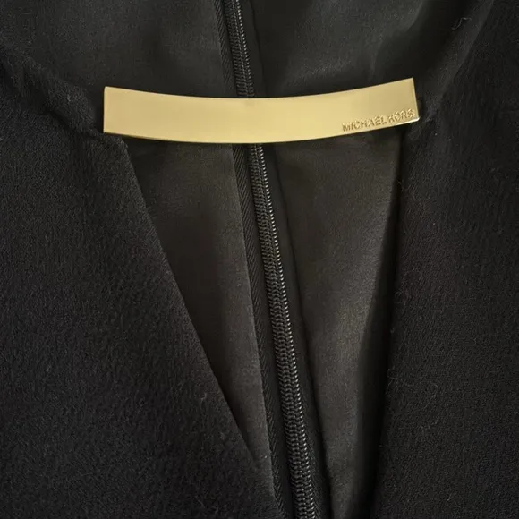 Michael Kors Black Sheath Dress w/Gold Tone Bar Accent, Size 12
