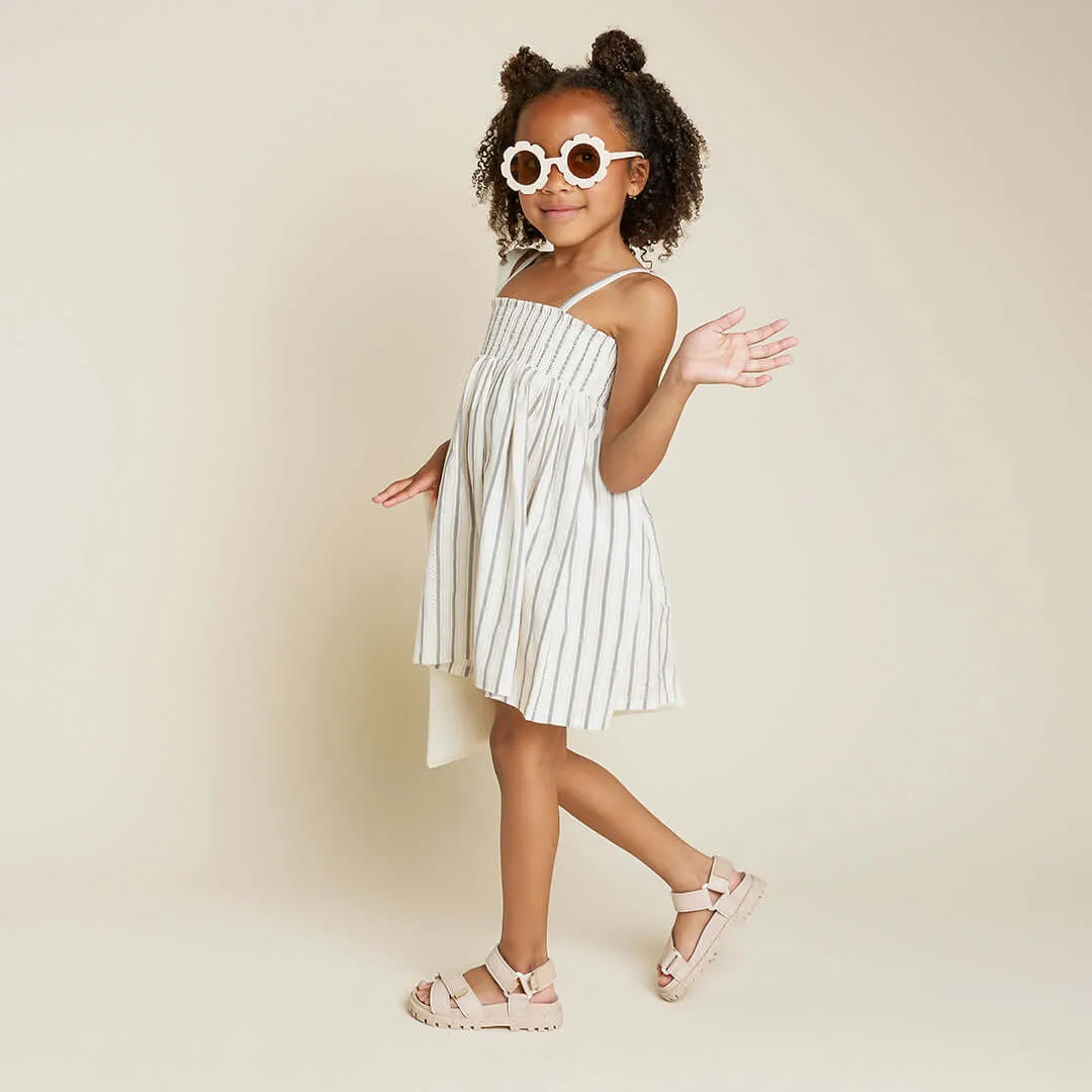 Miles The Label | Striped Linen Blend Smocked Tank Dress