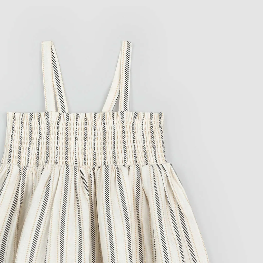 Miles The Label | Striped Linen Blend Smocked Tank Dress