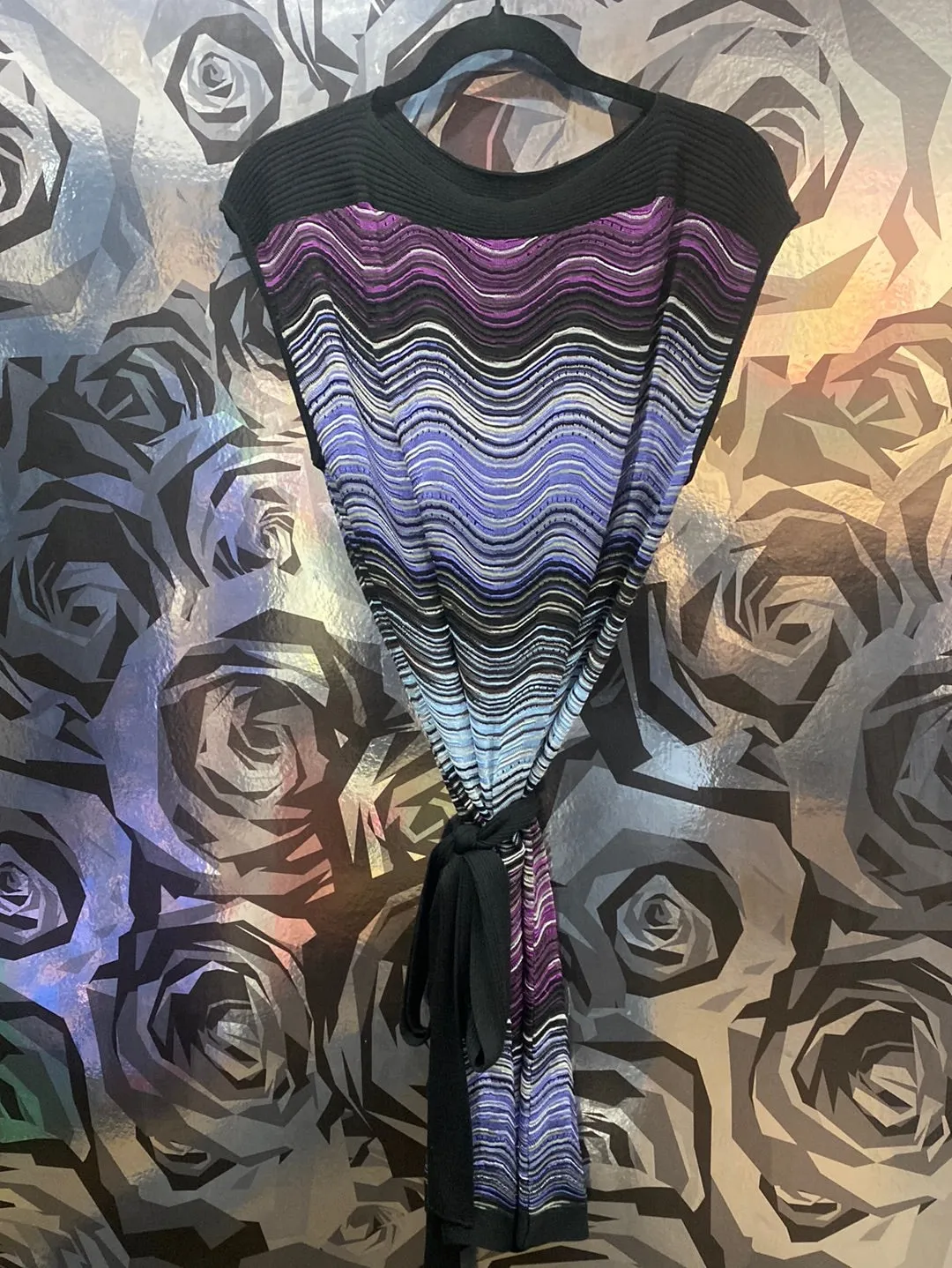 MISSONI Black and Purple's Boat Neck Shift Dress