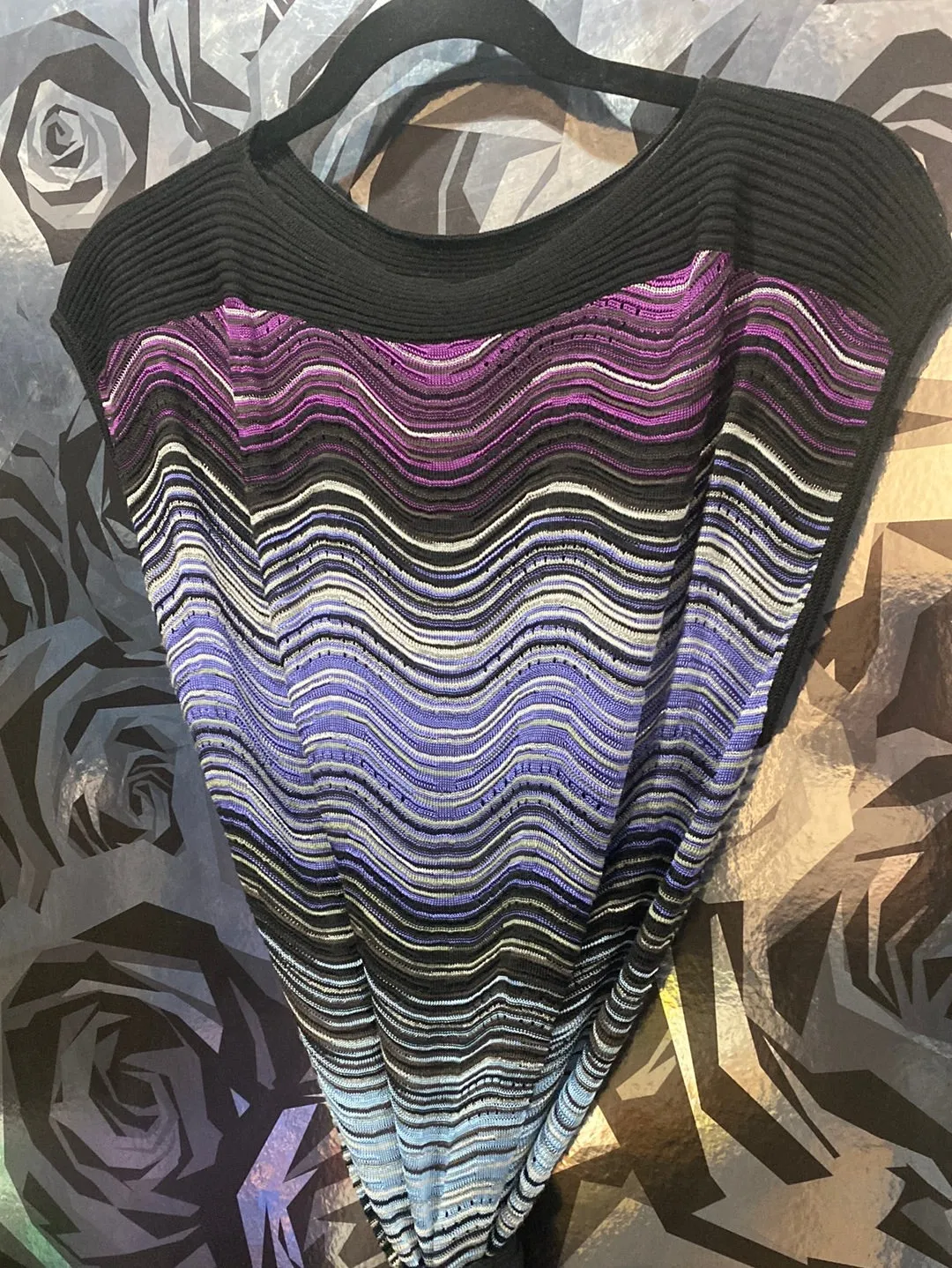 MISSONI Black and Purple's Boat Neck Shift Dress