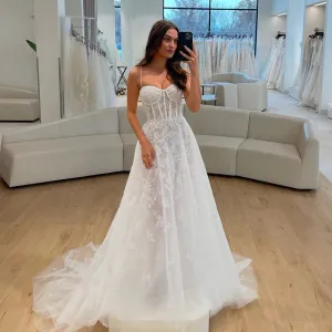 Modern Spaghetti Straps Sweetheart Lace A Line Wedding Dresses Bridal Grown Vestido De Noival